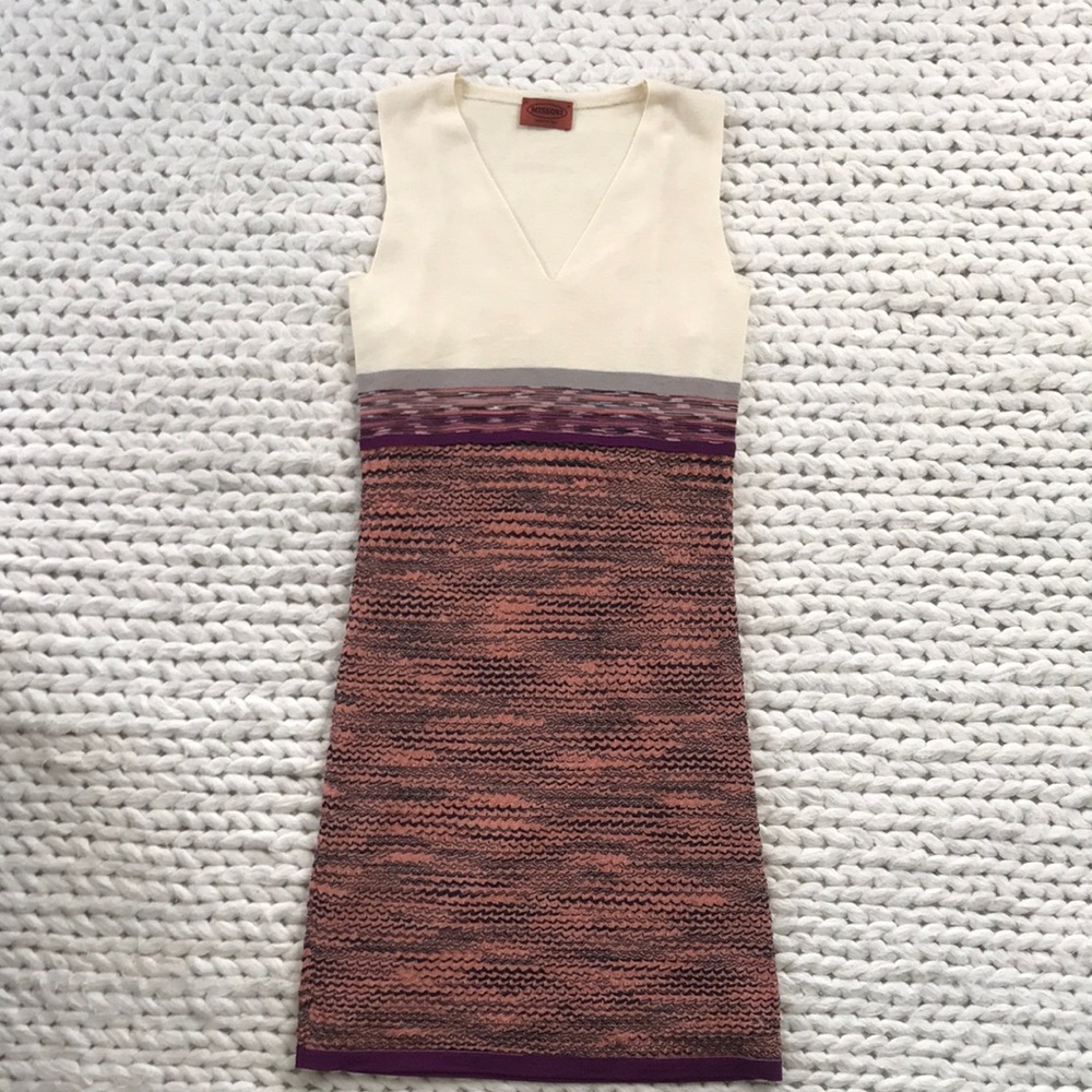 Cream and White Sleeveless Sheath Mini Dress
